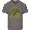 Bushcraft Funny Outdoor Persuits Camping Scouts Mens V-Neck Cotton T-Shirt Charcoal