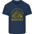 Bushcraft Funny Outdoor Persuits Camping Scouts Mens V-Neck Cotton T-Shirt Navy Blue