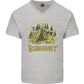 Bushcraft Funny Outdoor Persuits Camping Scouts Mens V-Neck Cotton T-Shirt Sports Grey