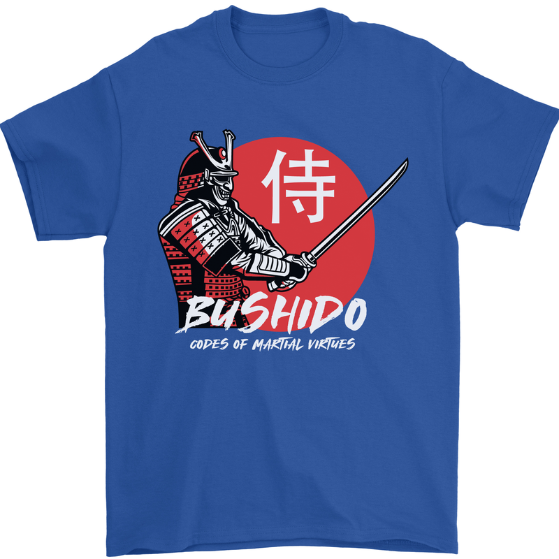Bushido Samurai Warrior Sword Ronin MMA Mens T-Shirt Cotton Gildan Royal Blue