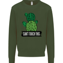 Cactus Can't Touch This Funny Gardening Mens Sweatshirt Jumper Forest Green