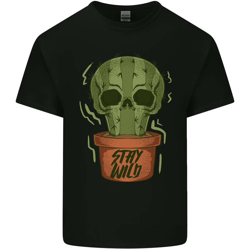 Cactus Skull Gardening Gardener Plants Mens Cotton T-Shirt Tee Top Black
