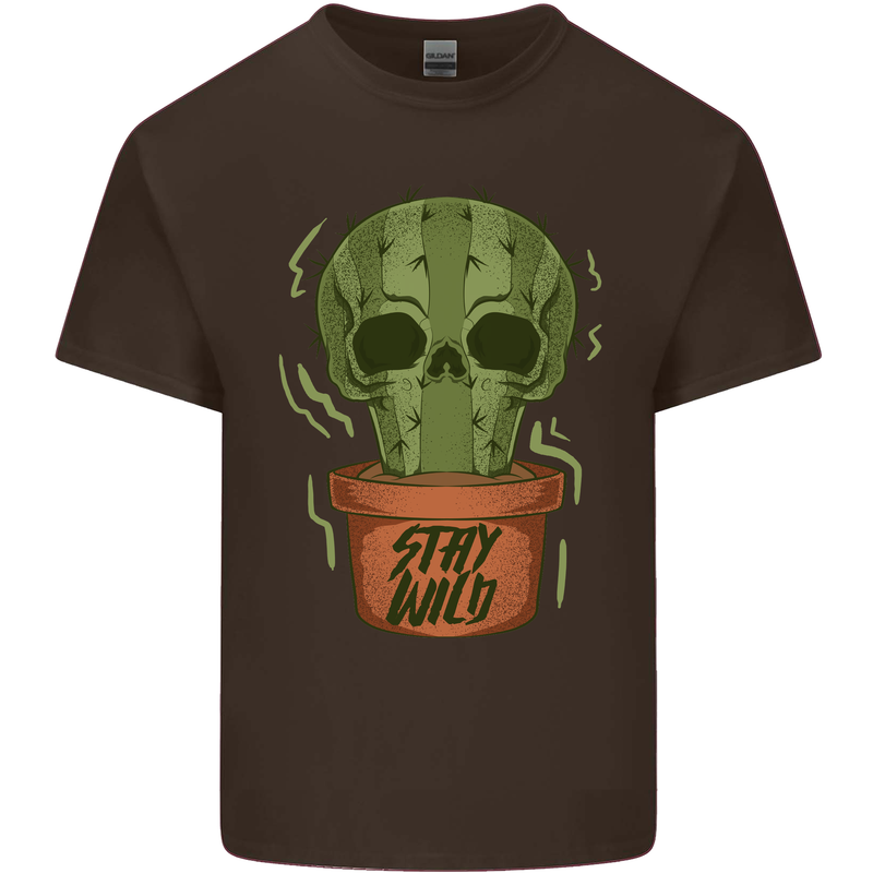 Cactus Skull Gardening Gardener Plants Mens Cotton T-Shirt Tee Top Dark Chocolate