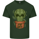 Cactus Skull Gardening Gardener Plants Mens Cotton T-Shirt Tee Top Forest Green