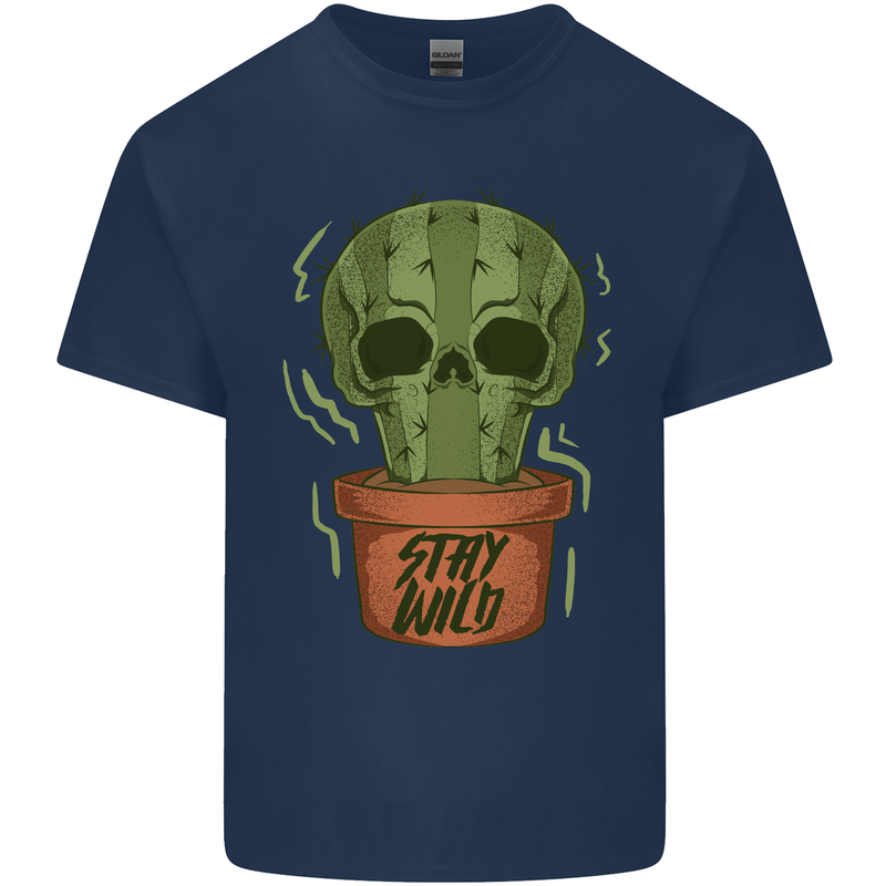 Cactus Skull Gardening Gardener Plants Mens Cotton T-Shirt Tee Top Navy Blue