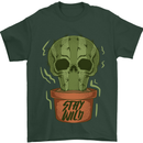 Cactus Skull Gardening Gardener Plants Mens T-Shirt Cotton Gildan Forest Green