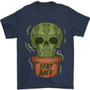 Cactus Skull Gardening Gardener Plants Mens T-Shirt Cotton Gildan Navy Blue