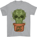 Cactus Skull Gardening Gardener Plants Mens T-Shirt Cotton Gildan Sports Grey