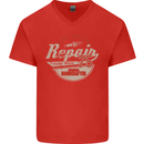 Cafe Racer Biker Motorbike Motorcycle Mens V-Neck Cotton T-Shirt Red
