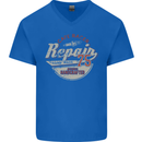 Cafe Racer Biker Motorbike Motorcycle Mens V-Neck Cotton T-Shirt Royal Blue