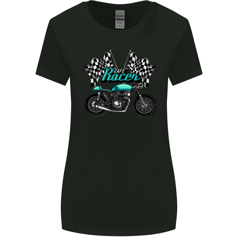 Cafe Racer Biker Motorcycle Motorbike Womens Wider Cut T-Shirt Black