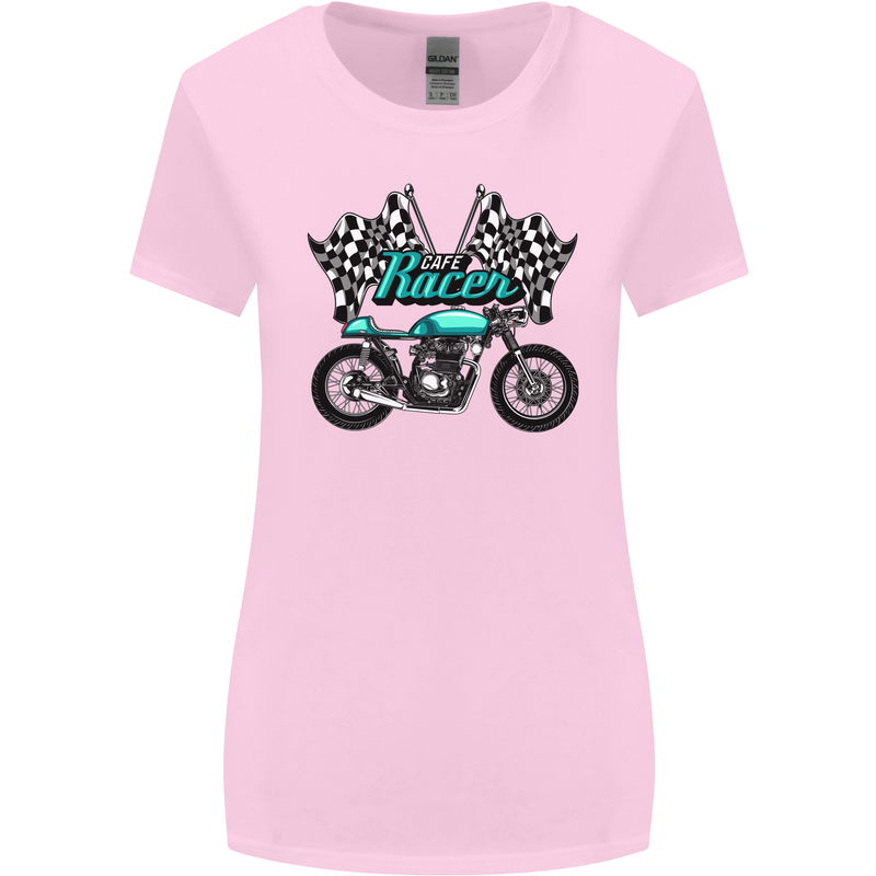 Cafe Racer Biker Motorcycle Motorbike Womens Wider Cut T-Shirt Light Pink