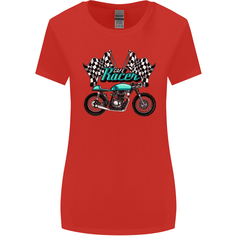 Cafe Racer Biker Motorcycle Motorbike Womens Wider Cut T-Shirt Red