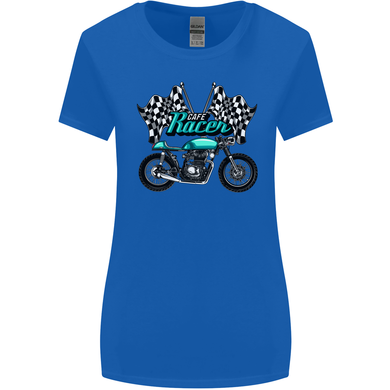 Cafe Racer Biker Motorcycle Motorbike Womens Wider Cut T-Shirt Royal Blue