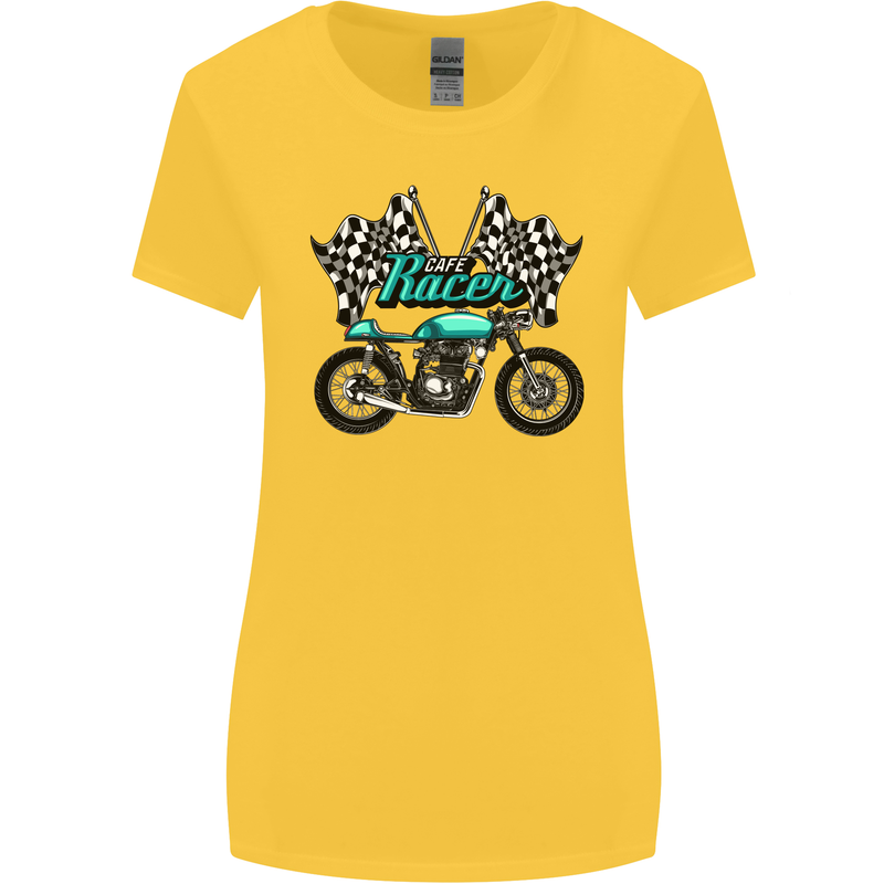 Cafe Racer Biker Motorcycle Motorbike Womens Wider Cut T-Shirt Yellow