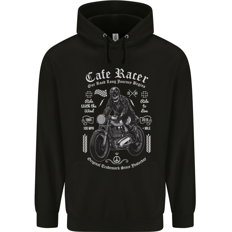 Cafe Racer Motorcycle Motorbike Biker Mens 80% Cotton Hoodie Black
