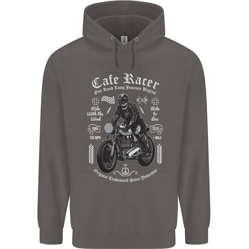 Cafe Racer Motorcycle Motorbike Biker Mens 80% Cotton Hoodie Charcoal