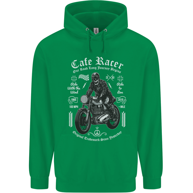 Cafe Racer Motorcycle Motorbike Biker Mens 80% Cotton Hoodie Irish Green