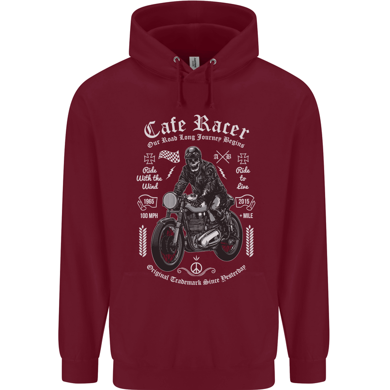 Cafe Racer Motorcycle Motorbike Biker Mens 80% Cotton Hoodie Maroon