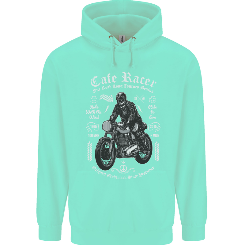 Cafe Racer Motorcycle Motorbike Biker Mens 80% Cotton Hoodie Peppermint