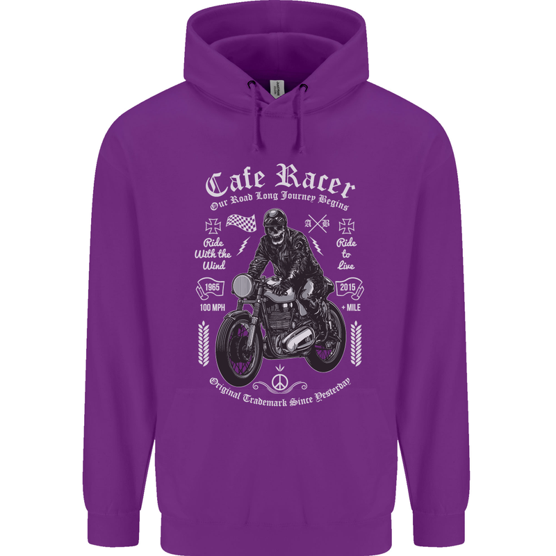 Cafe Racer Motorcycle Motorbike Biker Mens 80% Cotton Hoodie Purple