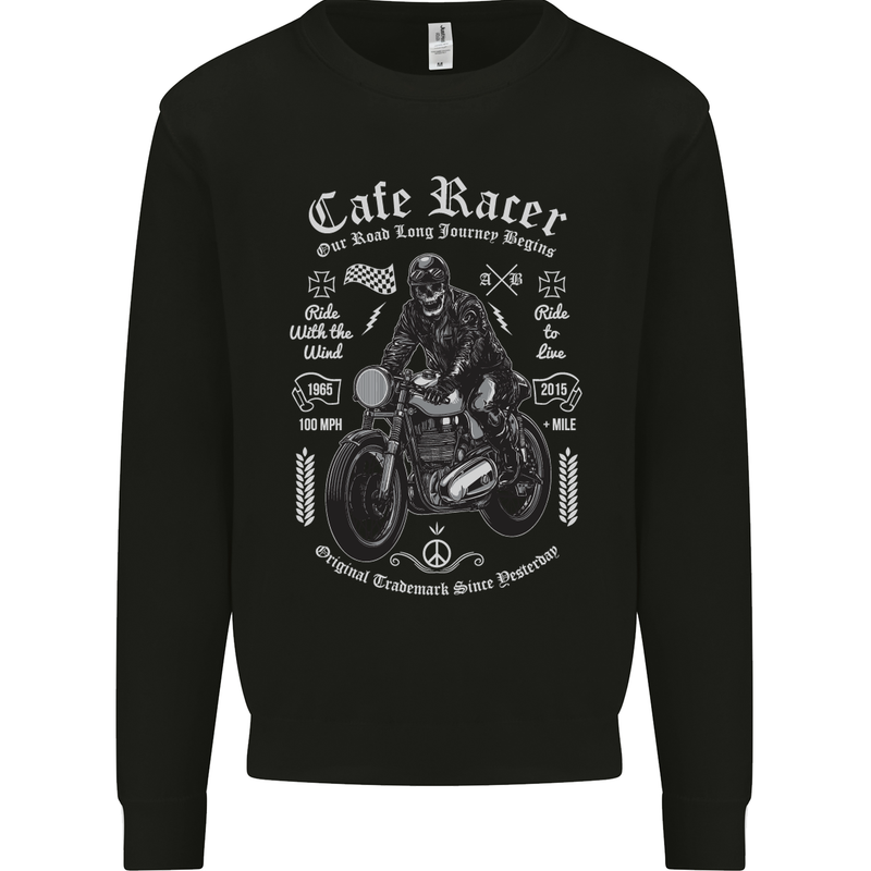Cafe Racer Motorcycle Motorbike Biker Mens Sweatshirt Jumper Black
