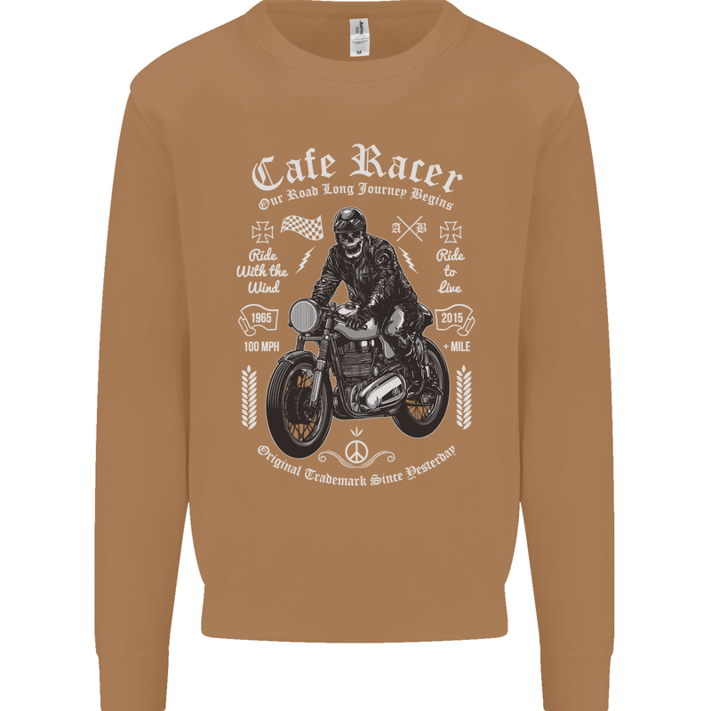Cafe Racer Motorcycle Motorbike Biker Mens Sweatshirt Jumper Caramel Latte