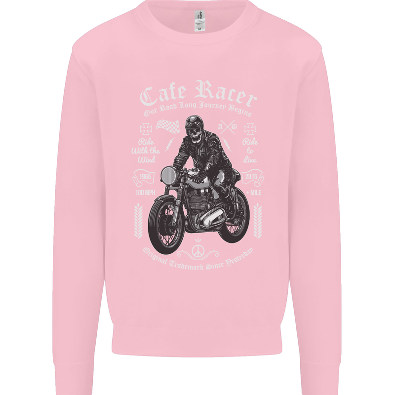 Cafe Racer Motorcycle Motorbike Biker Mens Sweatshirt Jumper Light Pink