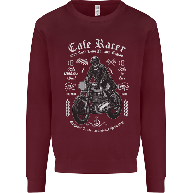 Cafe Racer Motorcycle Motorbike Biker Mens Sweatshirt Jumper Maroon