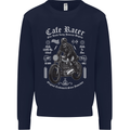 Cafe Racer Motorcycle Motorbike Biker Mens Sweatshirt Jumper Navy Blue