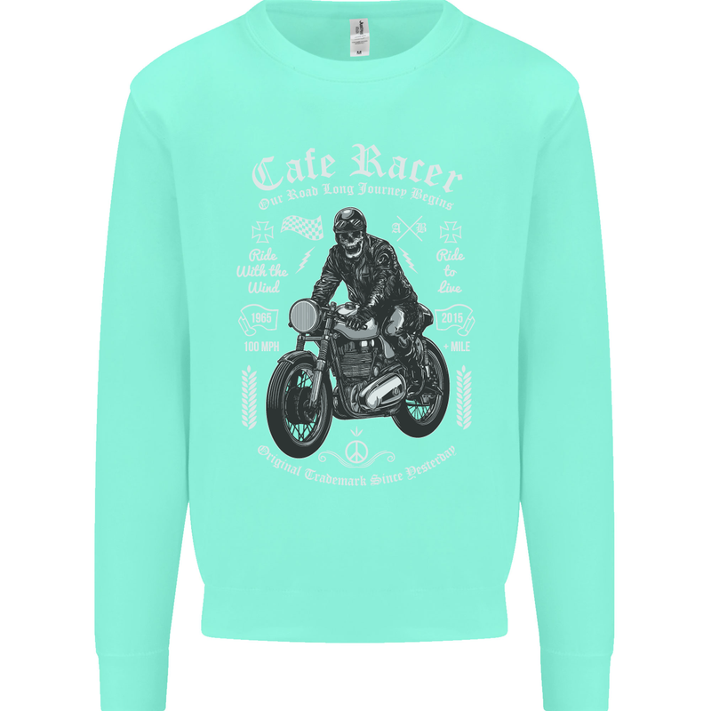 Cafe Racer Motorcycle Motorbike Biker Mens Sweatshirt Jumper Peppermint
