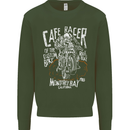 Cafe Racer Skull Motorcycle Biker Motorbike Mens Sweatshirt Jumper Forest Green