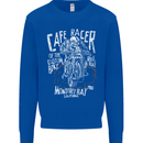 Cafe Racer Skull Motorcycle Biker Motorbike Mens Sweatshirt Jumper Royal Blue