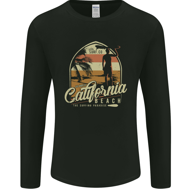California Beach Surfing Surf Surfer Mens Long Sleeve T-Shirt Black