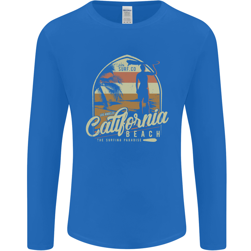 California Beach Surfing Surf Surfer Mens Long Sleeve T-Shirt Royal Blue