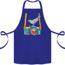 Camera With a Bird Photographer Photography Cotton Apron 100% Organic Royal Blue