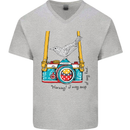Camera With a Bird Photographer Photography Mens V-Neck Cotton T-Shirt Sports Grey