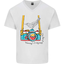 Camera With a Bird Photographer Photography Mens V-Neck Cotton T-Shirt White