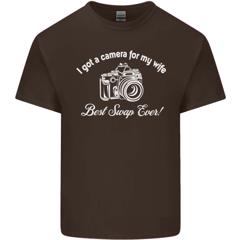 Camera for My Wife Photography Photographer Mens Cotton T-Shirt Tee Top Dark Chocolate