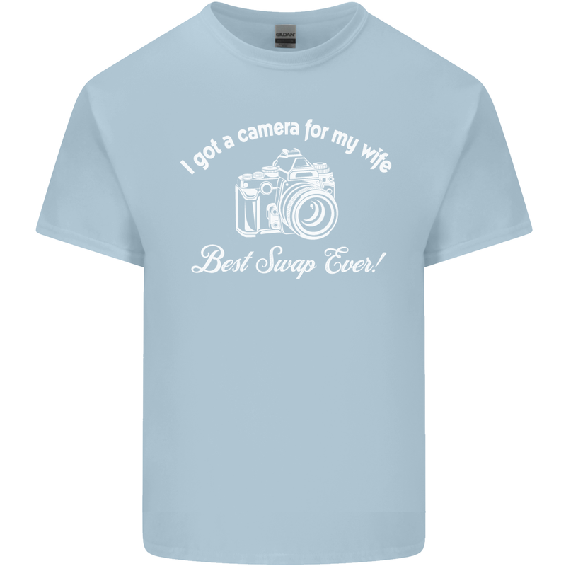 Camera for My Wife Photography Photographer Mens Cotton T-Shirt Tee Top Light Blue