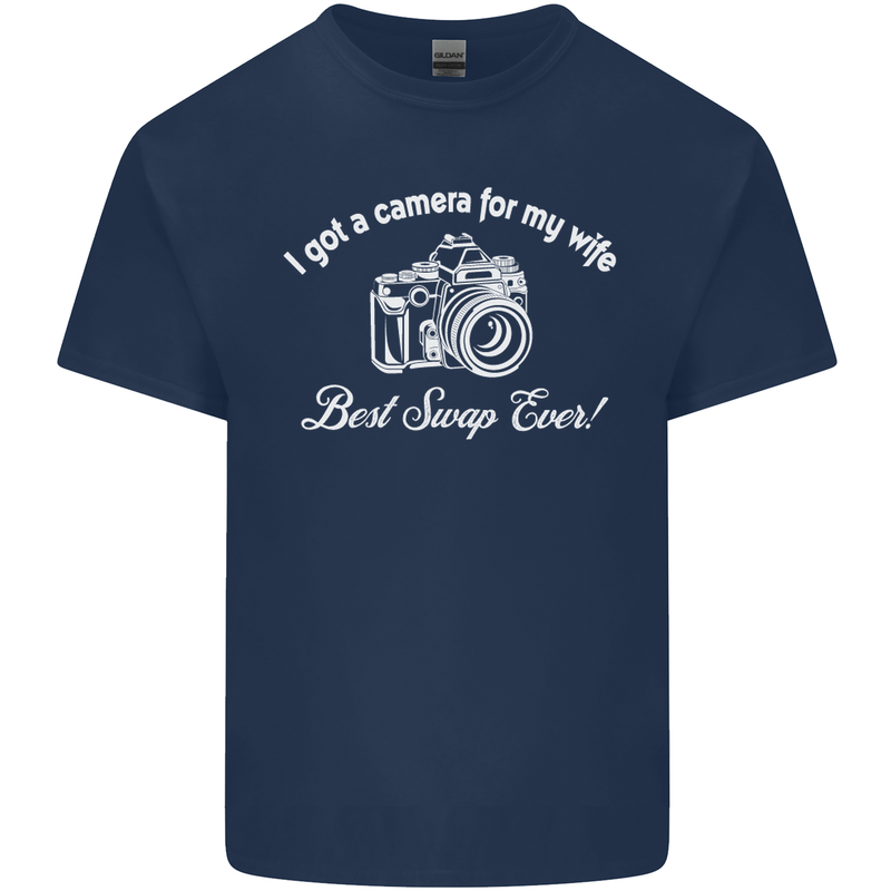 Camera for My Wife Photography Photographer Mens Cotton T-Shirt Tee Top Navy Blue