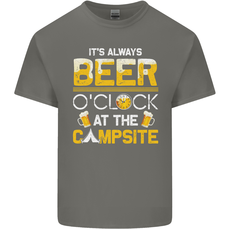 Camping Funny Alcohol Beer Campsite Mens Cotton T-Shirt Tee Top Charcoal