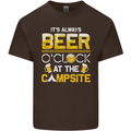 Camping Funny Alcohol Beer Campsite Mens Cotton T-Shirt Tee Top Dark Chocolate