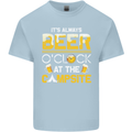 Camping Funny Alcohol Beer Campsite Mens Cotton T-Shirt Tee Top Light Blue
