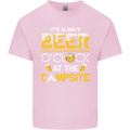 Camping Funny Alcohol Beer Campsite Mens Cotton T-Shirt Tee Top Light Pink