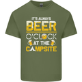 Camping Funny Alcohol Beer Campsite Mens Cotton T-Shirt Tee Top Military Green