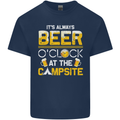 Camping Funny Alcohol Beer Campsite Mens Cotton T-Shirt Tee Top Navy Blue