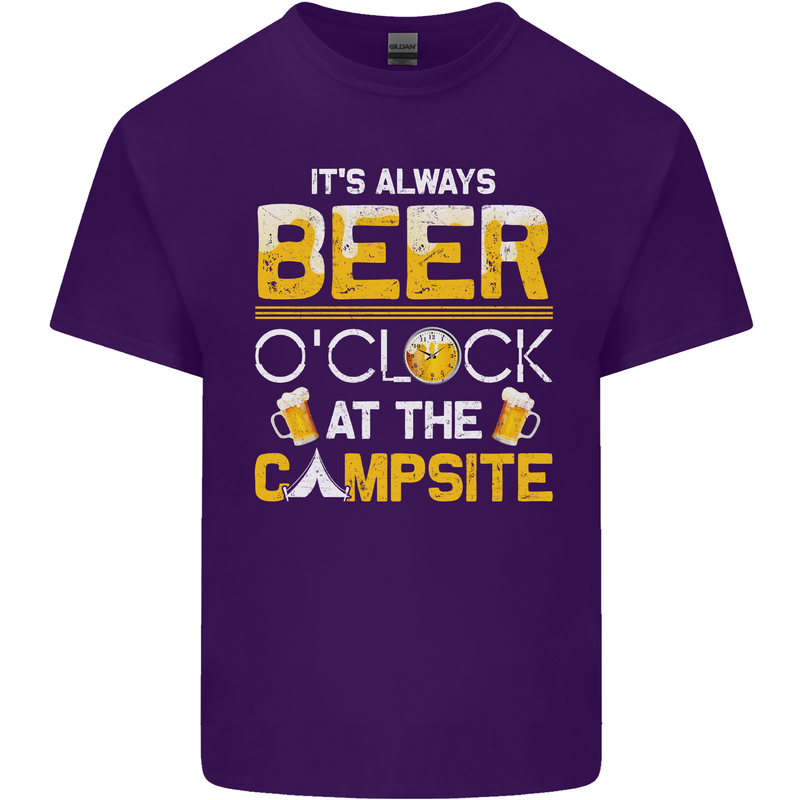 Camping Funny Alcohol Beer Campsite Mens Cotton T-Shirt Tee Top Purple
