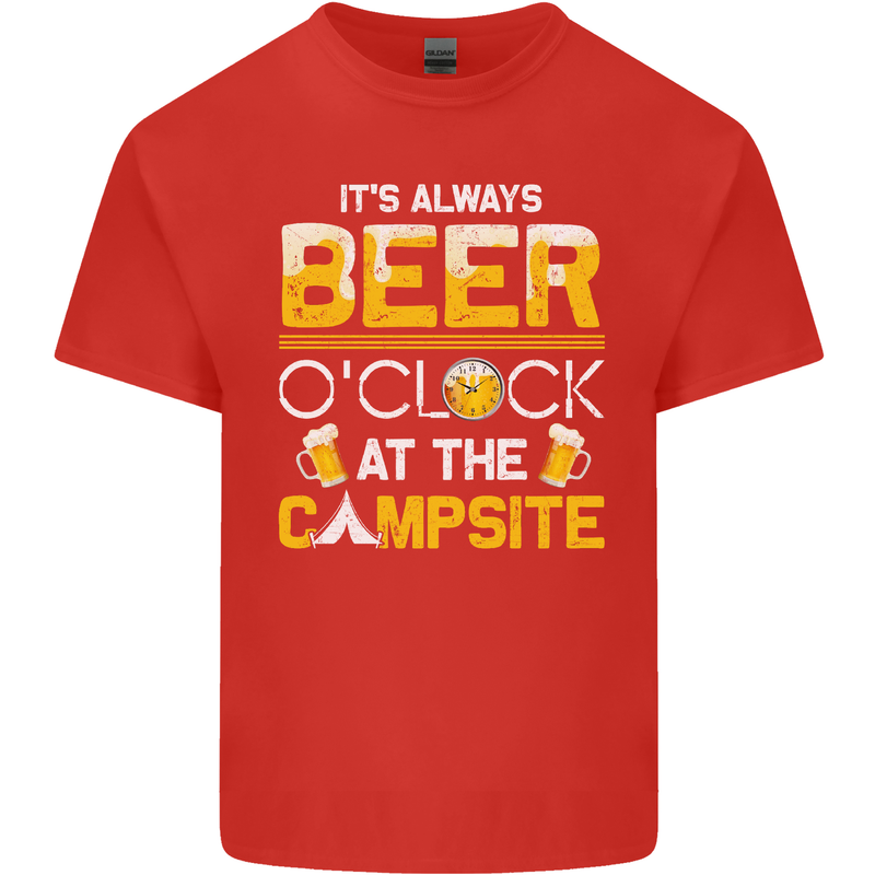 Camping Funny Alcohol Beer Campsite Mens Cotton T-Shirt Tee Top Red