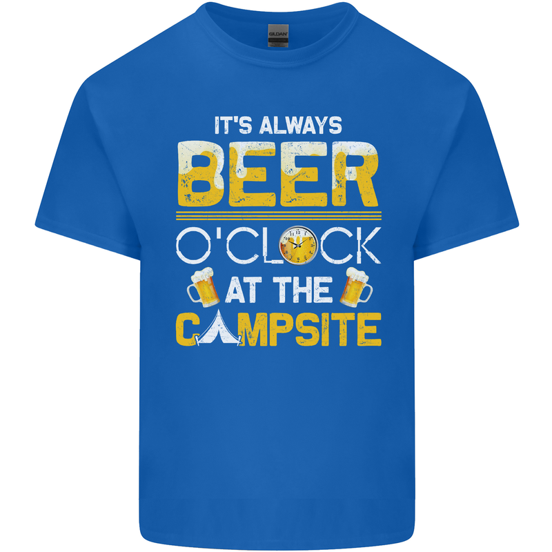 Camping Funny Alcohol Beer Campsite Mens Cotton T-Shirt Tee Top Royal Blue